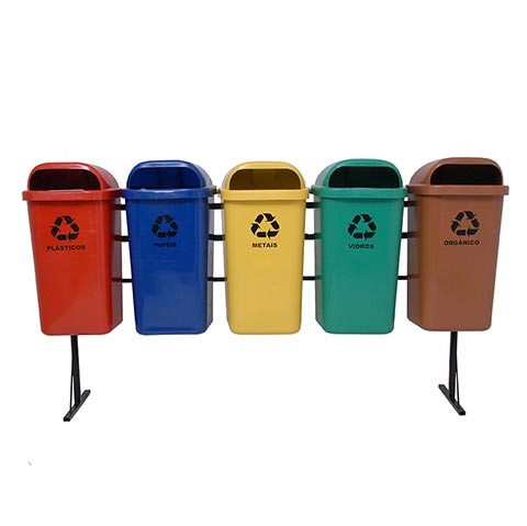 Conjunto 5 Lixeiras Seletivas 50 Litros