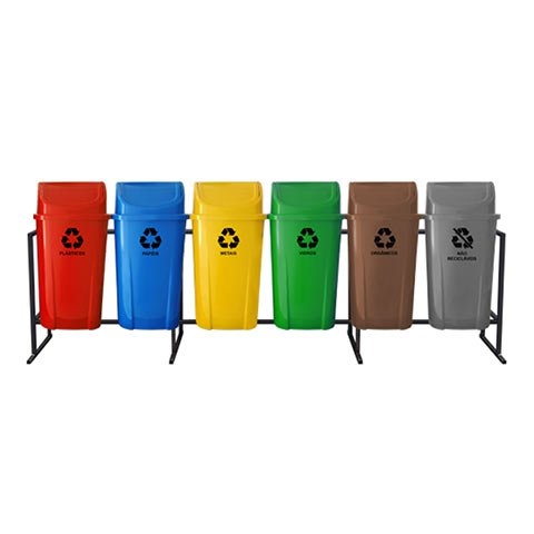 Conjunto 6 Lixeiras Seletivas 60 Litros