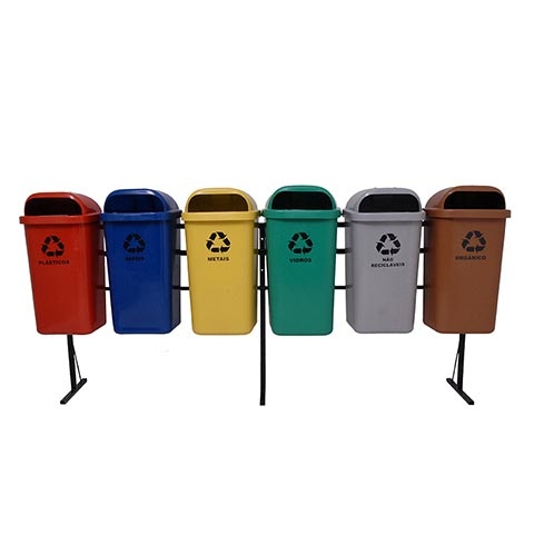 Conjunto 6 Lixeiras Seletivas 50 Litros